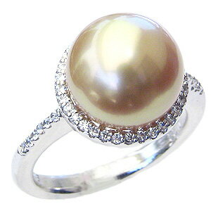 【ポイント10倍】パールリング 真珠リング 真珠 リング 真珠 パール 指輪 ル リング 南洋白蝶真珠 ゴールド系 直径11mm タイヤモンド pt900 プラ...