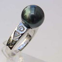【ポイント10倍】パール リング レディース 真珠 指輪 タヒチ黒蝶ptプラチナ ダイヤモンド グリーン系 11mm 人気 おすすめ カジュアル トレンド フォ...