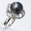 【10%OFF 7/12 9:59まで】パール リング レディース 真珠 指輪 タヒチ黒蝶真珠 pt900 プラチナ900 リング ダイヤモンド グリーン系 リ...