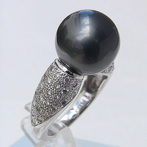 【ポイント10倍】パール リング レディース 真珠 指輪 タヒチ黒蝶真珠 12mm ダイヤモンド pt900 プラチナ 人気 おすすめ カジュアル フォーマル ...