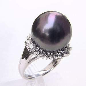 【ポイント10倍】パール リング レディース 真珠 指輪 タヒチ黒蝶ダイヤモンド レッドグレー系 15mm pt900 プラチナ 人気 おすすめ カジュアル ト...