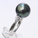 【ポイント10倍】パール リング ユニセックス ジェンダーレス 真珠 指輪 タヒチ黒蝶ダイヤモンド グリーン系 11mm pt900 プラチナ 人気 おすすめ ...