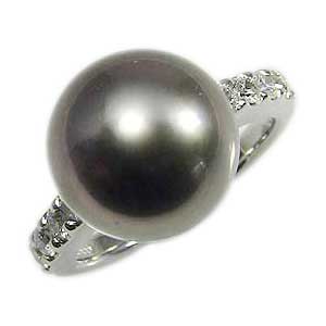【ポイント10倍】パール リング レディース 真珠 指輪 タヒチ黒蝶真珠 12mm ダイヤモンド pt900 プラチナ 人気 おすすめ カジュアル トレンド フ...