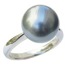 【10%OFF 12/3 20時より】パール リング 普段使い レディース 真珠指輪 黒真珠 タヒチ黒蝶真珠 11mm k10 10k 10金 ホワイトゴールド...