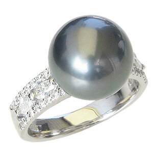 【ポイント10倍】パール リング レディース 真珠 指輪 タヒチ黒蝶真珠ブラックパール 黒真珠 11mm プラチナ ダイヤモンド カジュアル 人気 おすすめ ト...