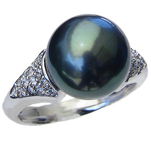 【ポイント10倍】パール リング ジェンダーレス ユニセックス 真珠 指輪 タヒチ黒蝶真珠 11mm pt900 プラチナ ダイヤモンド リング 人気 おすすめ...