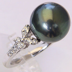 【ポイント10倍】パール リング ユニセックス ジェンダーレス 真珠 指輪 タヒチ黒蝶真珠 11mm ホワイトゴールド 18金 k18 リング 普段使い 人気 おすすめ カジュアル トレンド フォーマル プレゼント ギフト ジュエリー ブラックフライデー(4)
