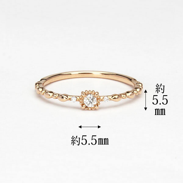 【ポイント10倍 〜7/1 23:59まで】ピンクゴールド ピンキー ダイヤモンド リング k...