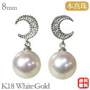 【ポイント10倍】パール ピアス 普段使い 真珠ピアス 月ピアス ムーンピアス 18金 k18 18k ホワイトゴールド 本真珠 あこや アコヤ 8mm ダイヤモンド 0.04ct パールが揺れる 送料無料 カジュアル フォーマル プレゼント ギフト 父の日(4)