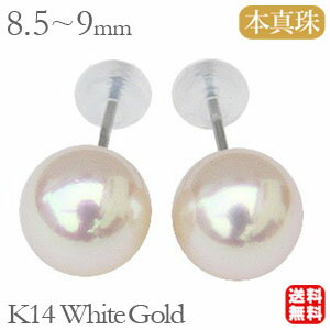 パール ピアス 真珠 スタッド k14 14k 14金 ホワイトゴールド ペア 本真珠 アコヤ あこや 8.5mm-9mm シンプル 冠婚葬祭 フォーマル カジュアル 普段使い 即日発送 送料無料 プレゼント ギフト ジュエリー 敬老の日のサムネイル