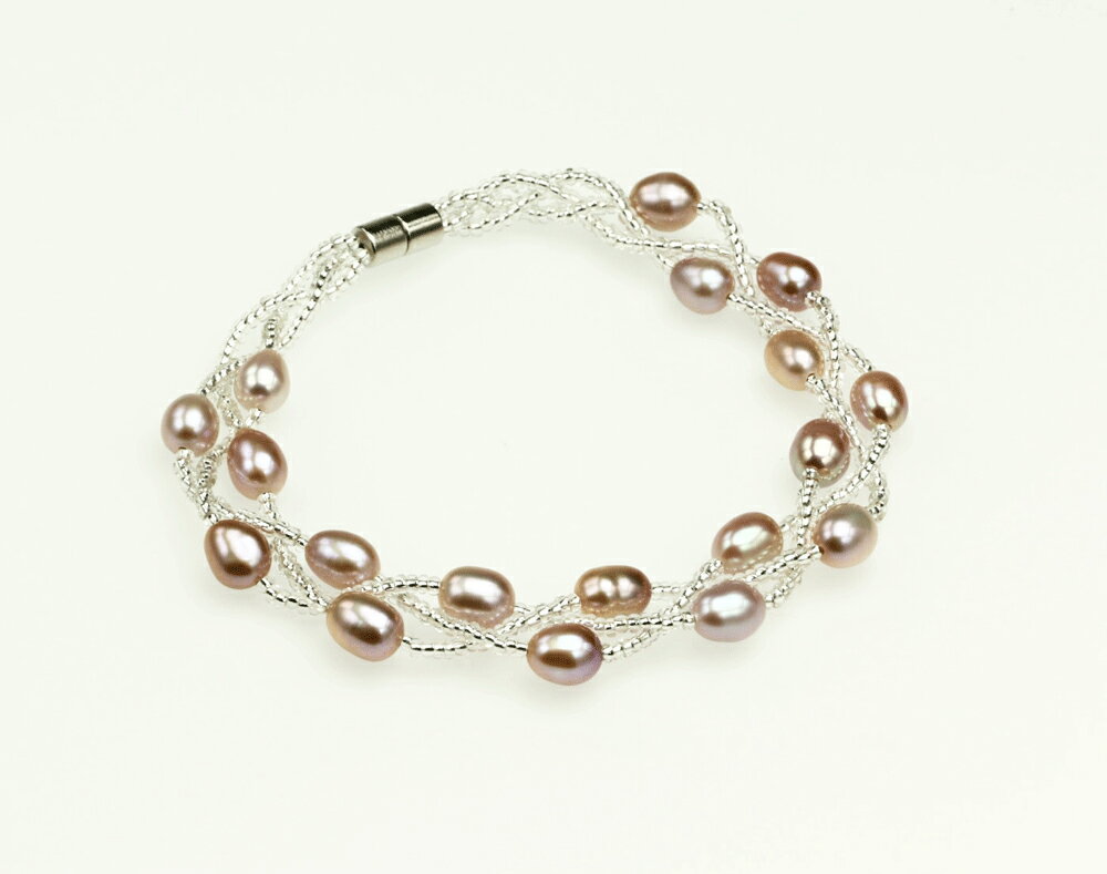 【ブラックフライデー限定SALE対象】真珠専門店つやたまうるる 本真珠 幸運の二連パールブレスレット グレーパープル パール ブレスレット 6月誕生石 真珠ブレ...