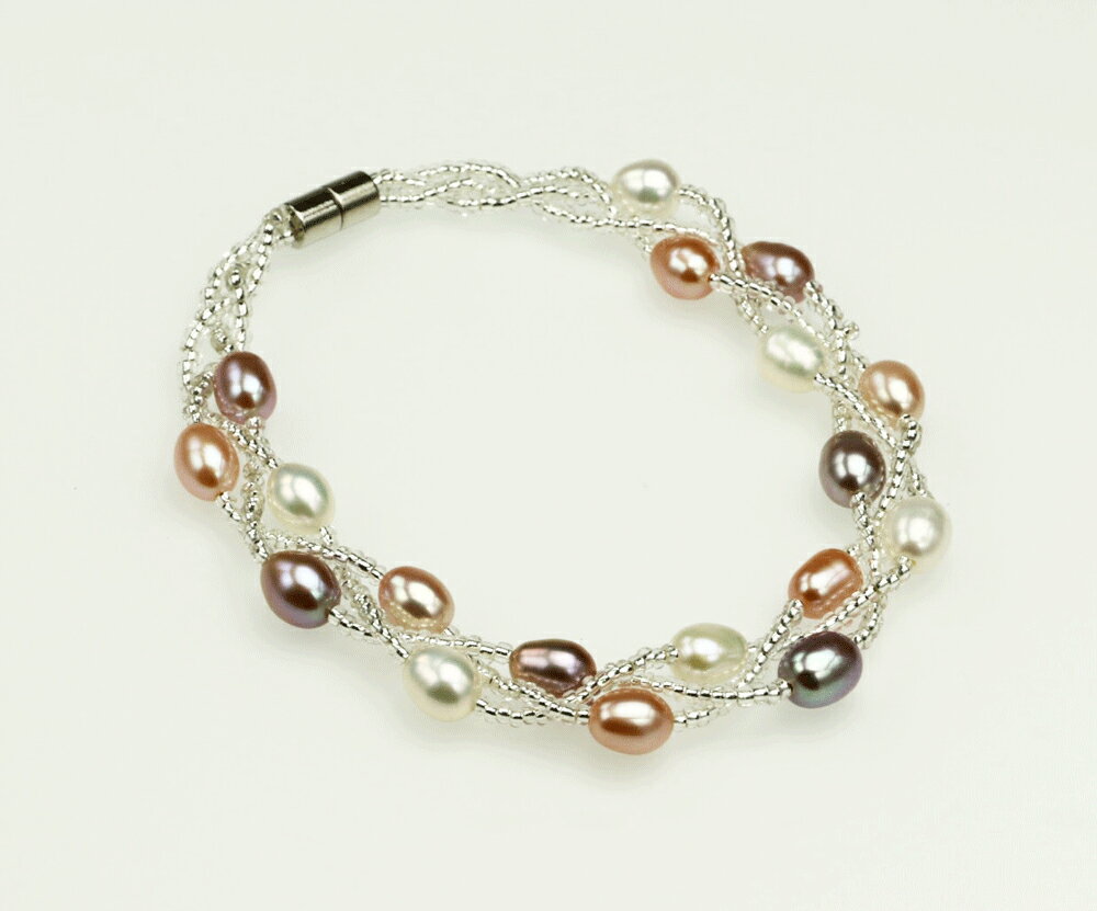 【ブラックフライデー限定SALE対象】真珠専門店つやたまうるる 本真珠 幸運の二連パールブレスレット マルチカラー レディース 6月誕生石 真珠ブレスレット フ...