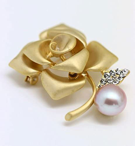 【P10倍&クーポン★Xmasギフトフェア】つやたま 本真珠 パールブローチ 薔薇モチーフ ジルコニアダイヤ付き 大粒12mm ピンク 本真珠ブローチ フォーマ...