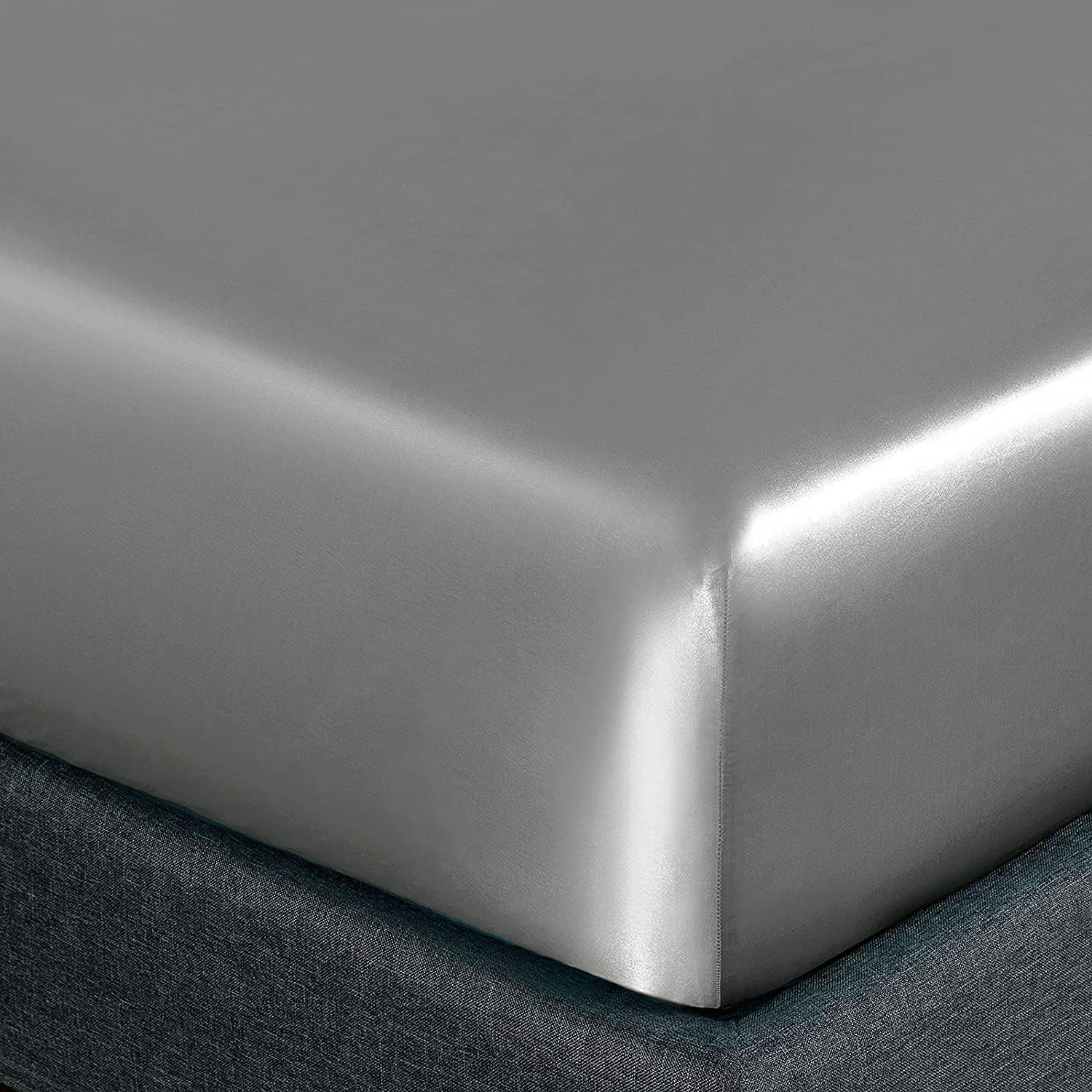 YOYOSTAR 2026ボックスシーツ セミダブルロング120x210x35cm シルクと大豆タンパク繊維 マットレスシーツ 抗菌防臭 マットレスカバー BO [2]