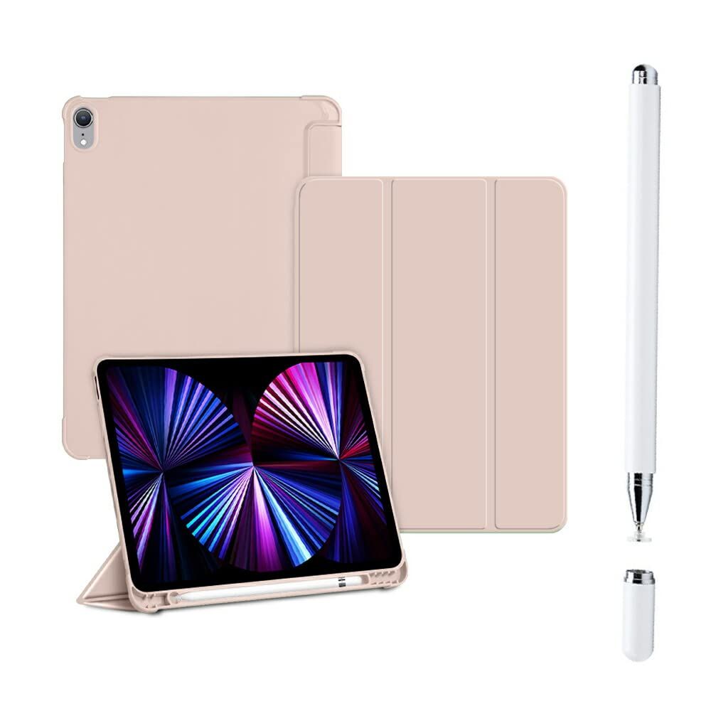 YOYOSTAR iPad Pro11ケース 全モデル対応 および iPad Air 5/4 (10.9インチ2022/2020) マグネットス吸着式 Pencil2対応 三つ折スタンド オートウェイクアップ/スリープ機能付き (ピンク)