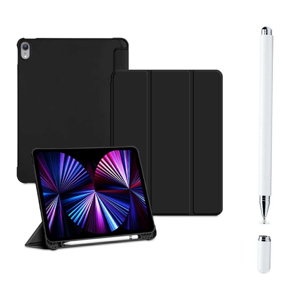 YOYOSTAR iPad Air 3 (10.5インチ 2019, 第3世代)とiPad Pro 10.5 用Pencilホルダー付き ペンシル ソフトTPUバック スリム保護カバー オートウェイクアップ/スリープ機能付き (ブラック)