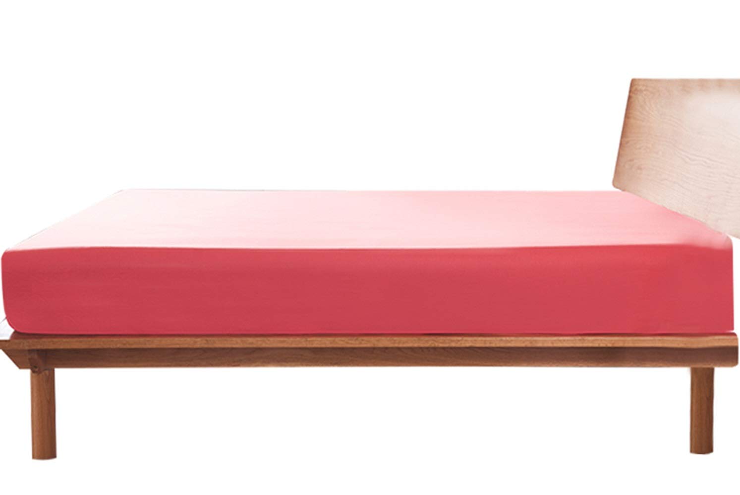 YOYOSTARボックスシーツ ワイドダブル マチ35cm 150cm幅 赤い ベッドシーツ 綿100 マットレスカバー 全..