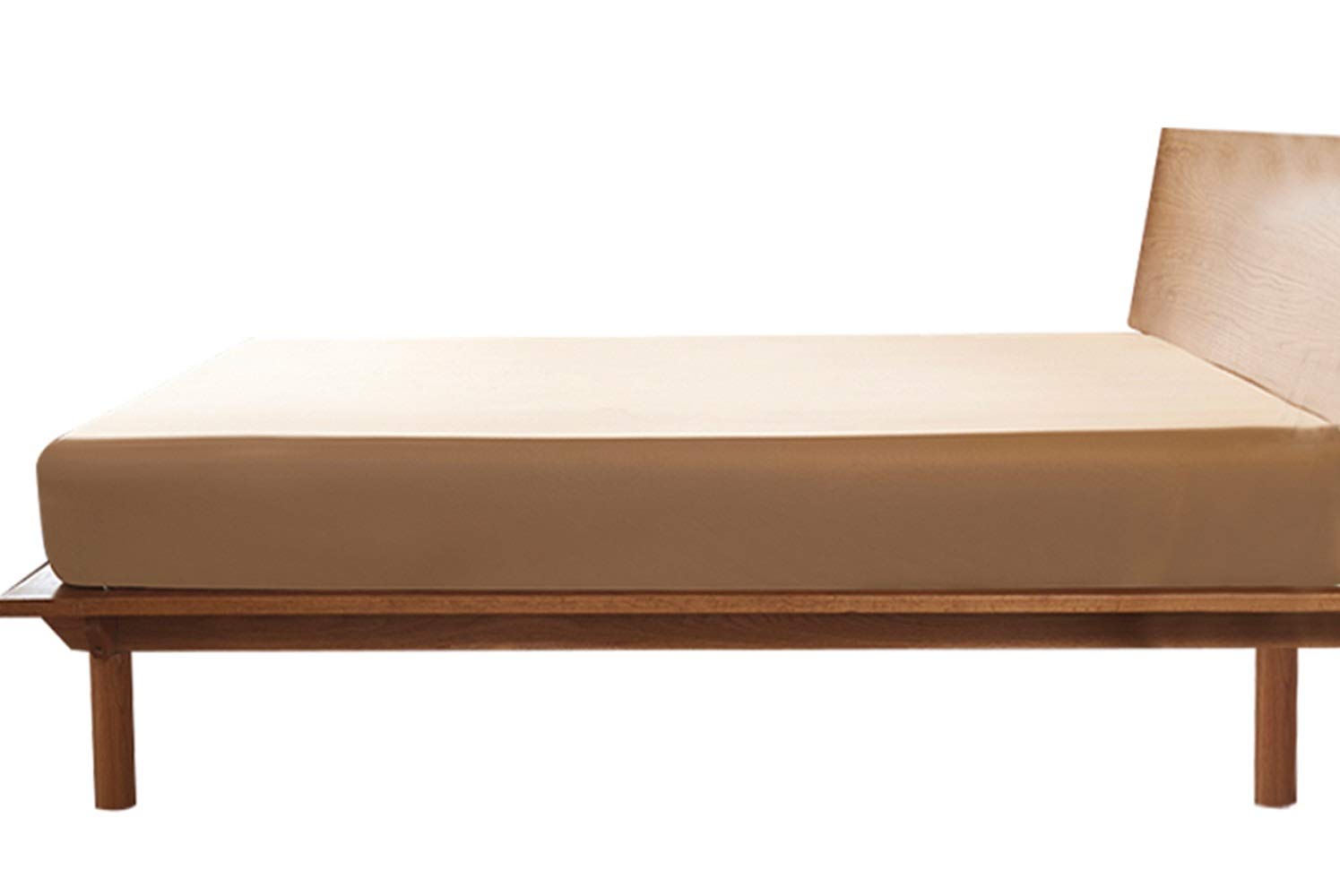 YOYOSTARボックスシーツ ワイドキング マチ35cm 200cm幅 ブラウン ベッドシーツ 綿100 マットレスカバ..