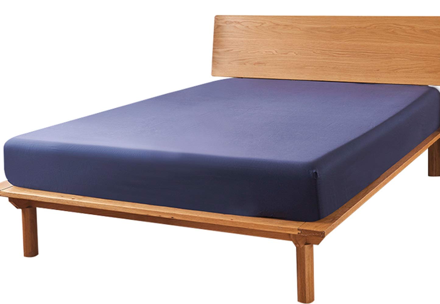 YOYOSTARボックスシーツ キング マチ25cm 180cm幅 ネイビー ベッドシーツ 綿100 マットレスカバー 全周..