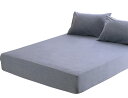 YOYOSTAR ボックスシーツ ワイドキング 200x200x30cm オーガニックコットン 洗いざらしの綿100% ベッドシーツ BOXシーツ 防ダニ インディゴブルー(3)