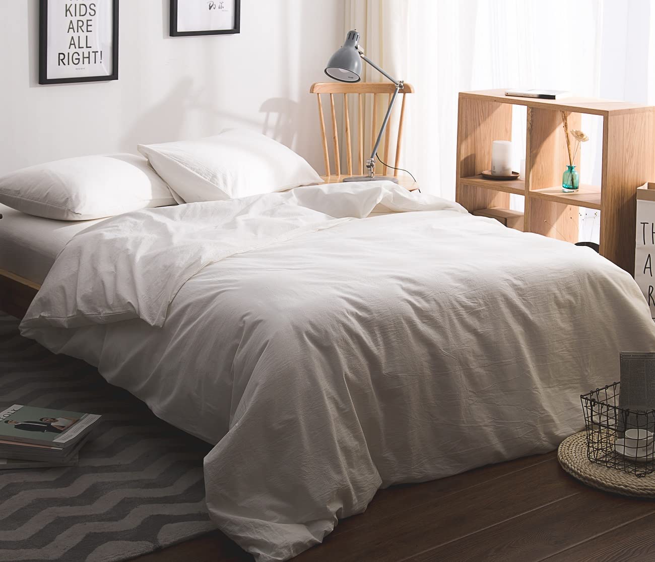 YOYOSTAR 布団カバー 4点セットクイーン オーガニックコットン 洋式・和式兼用 寝具カバーセット 洗い..