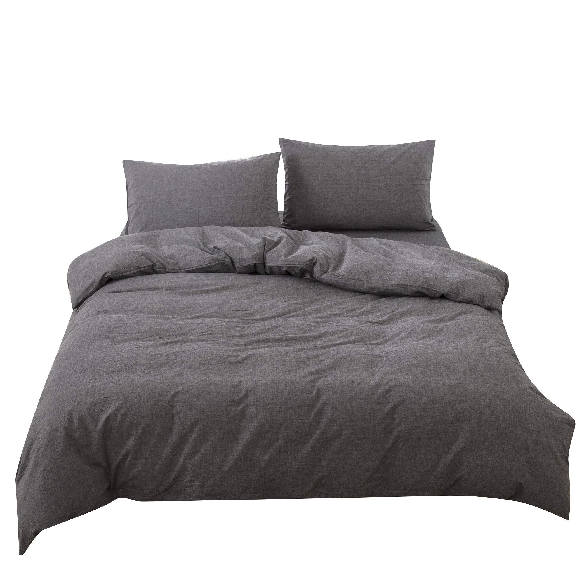 YOYOSTAR 【掛布団カバーダブル1枚、枕カバー2枚】オーガニックコットン洗いざらしの綿100% 布団カバー..