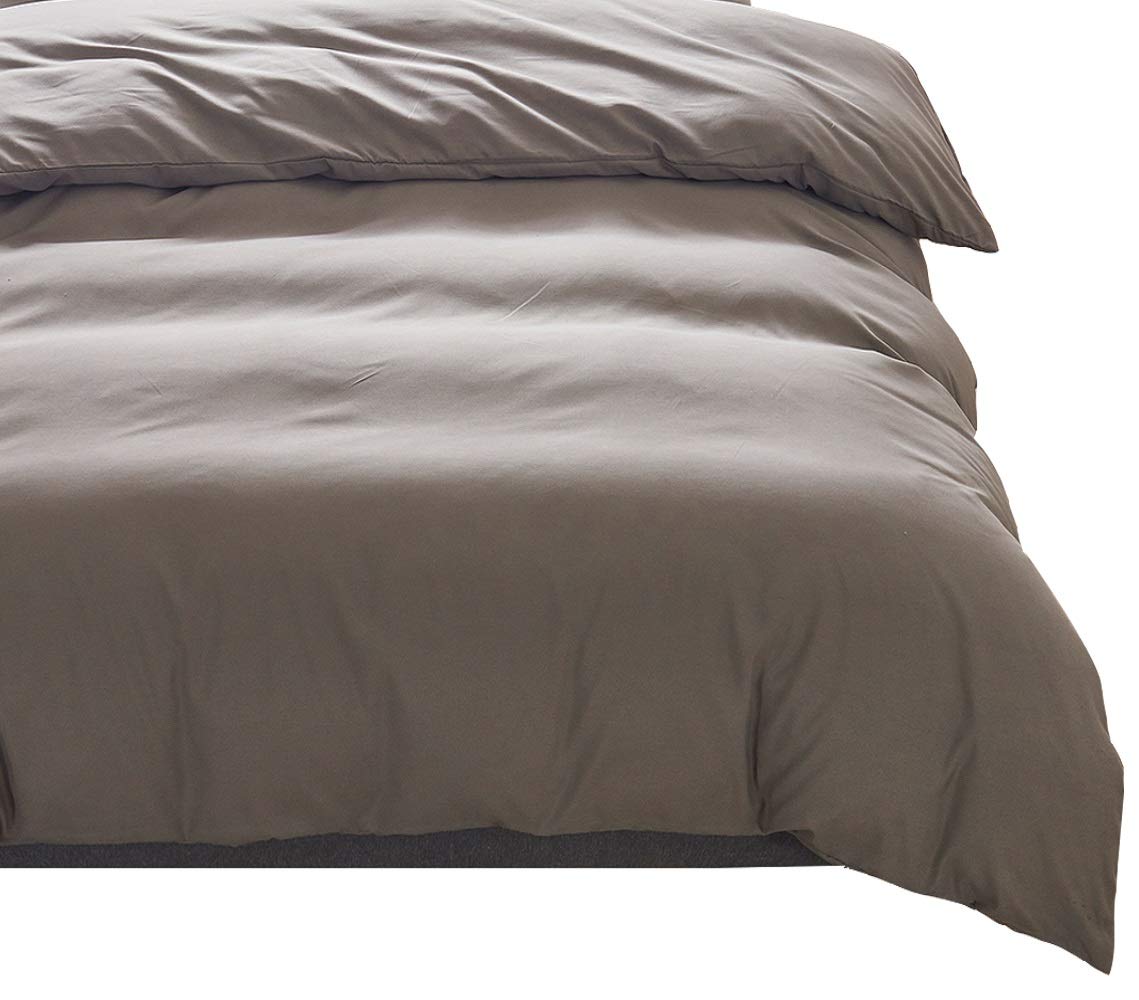 YOYOSTAR 掛けふとんカバー クイーン 210x210cm グレー 綿混 無地 布団カバー 洗い替え 防ダニ 防シワ ..