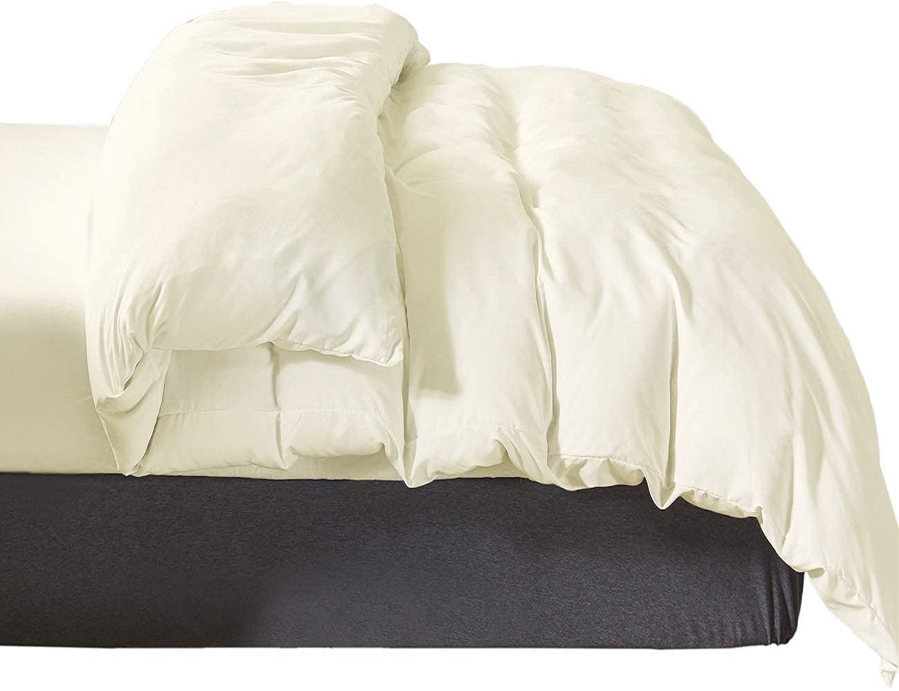 YOYOSTAR 掛けふとんカバー セミダブル アイボリー 無地 布団カバー 単品売り 洗い替え 防ダニ 防シワ ..