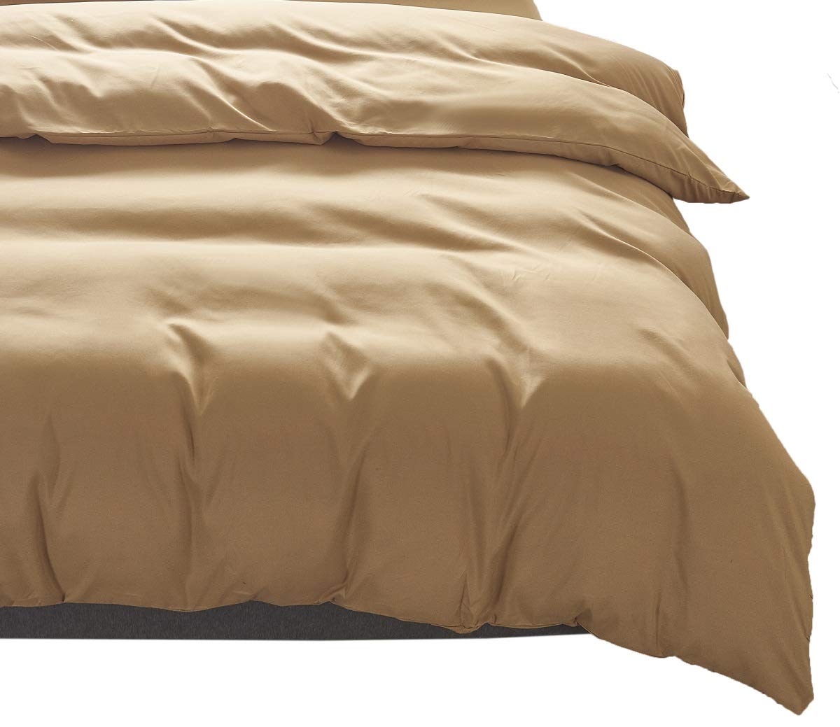 YOYOSTAR 掛けふとんカバー クイーン 210x210cm キャメル 綿混 無地 布団カバー 洗い替え 防ダニ 防シ..