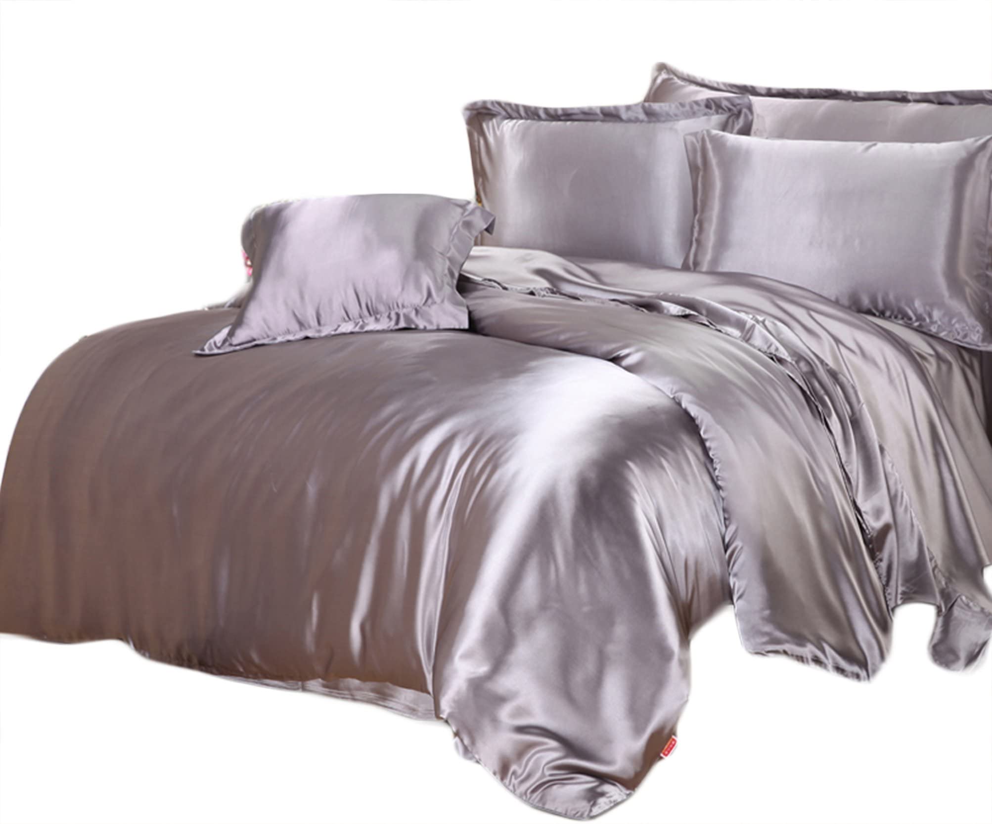 YOYOSTAR 布団カバー4点セット ダブル 無地 シルクと大豆タンパク繊維 (掛け布団カバー・ボックスシー..