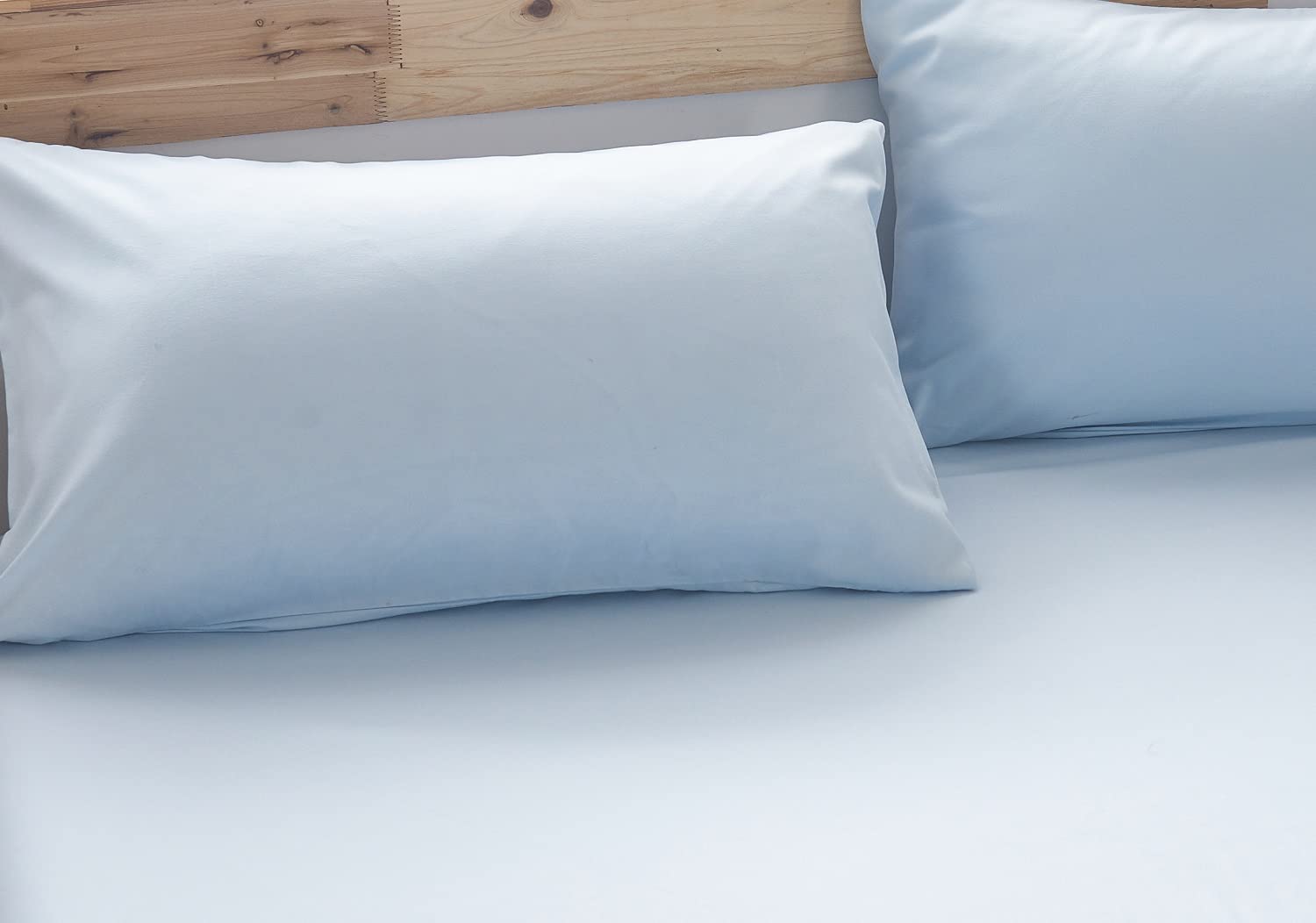 YOYOSTAR枕カバー 2枚セット 43x63cm ピローケース 封筒式 合わせ式 綿混 無地 防ダニ 防シワ 毛玉なし 水色