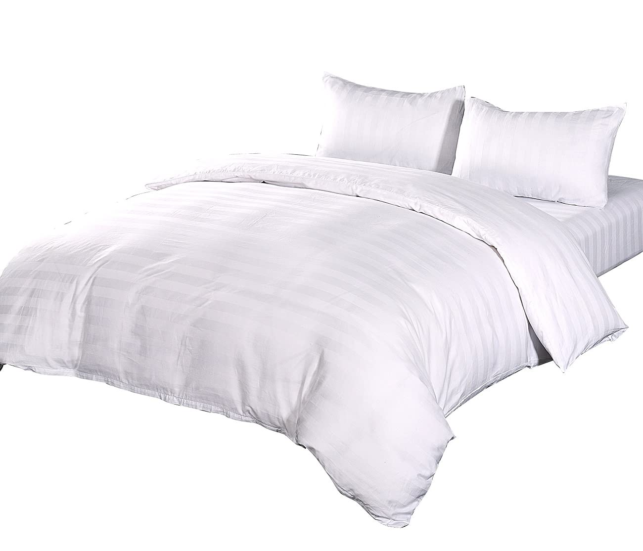 YOYOSTAR掛け布団カバー キングロング 綿100% ストライプ サテン 防ダニ ホテル仕様 北欧 よこ縞 掛けカバー おしゃれ ホワイト 230x220cm