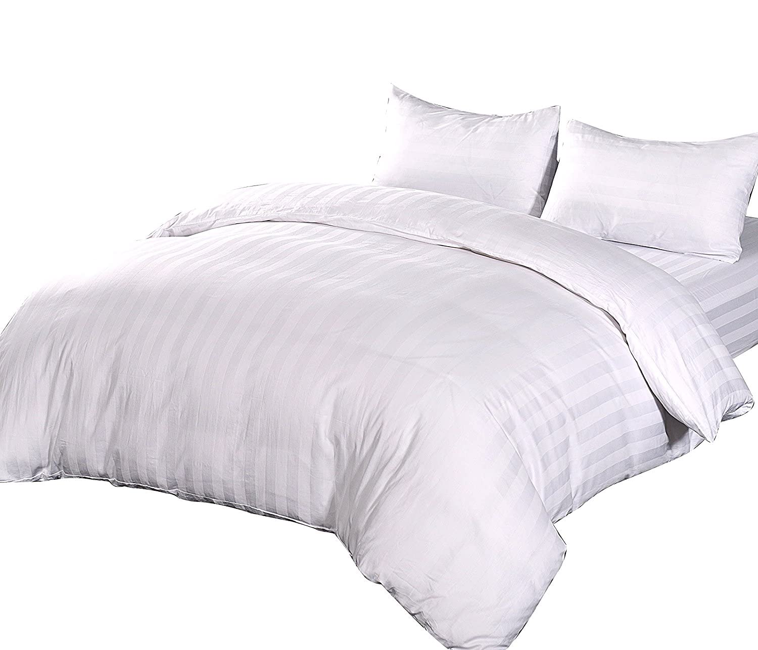 YOYOSTAR掛け布団カバー ワイドシングルロング 綿100% ストライプ サテン 防ダニ ホテル仕様 北欧 たて..