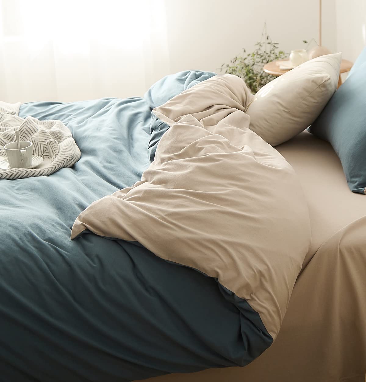 YOYOSTAR 掛ふとんカバー ワイドクイーン超ロング 220x240cm 綿100% 天竺ニット Tシャツ生地 やわらか..