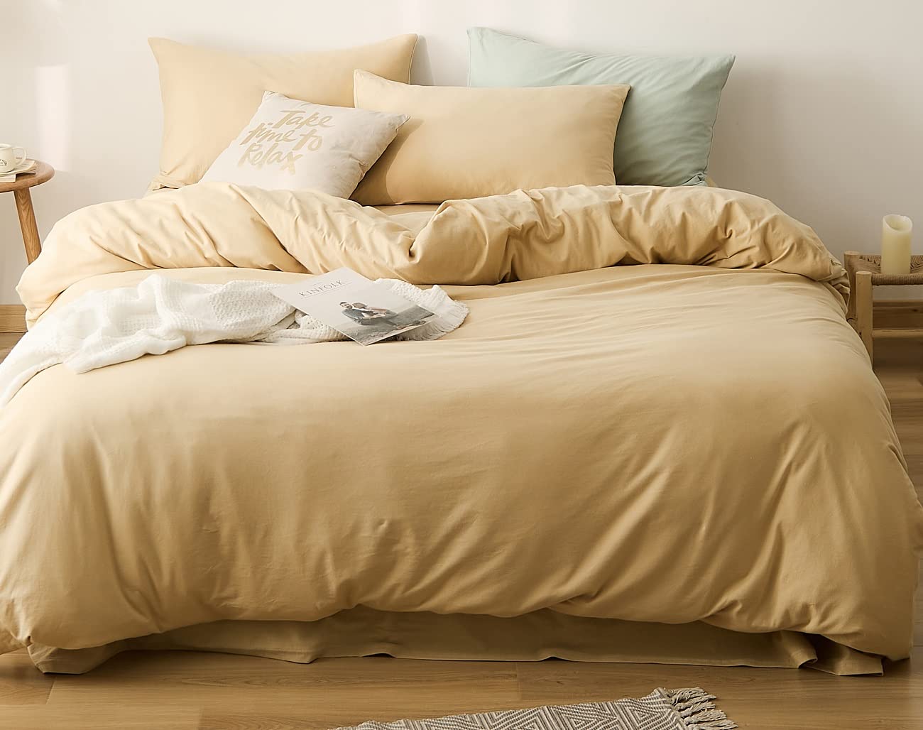 YOYOSTAR 掛ふとんカバー ダブル 190x210cm 綿100% 天竺ニット Tシャツ生地 やわらかな肌ざわり リバー..