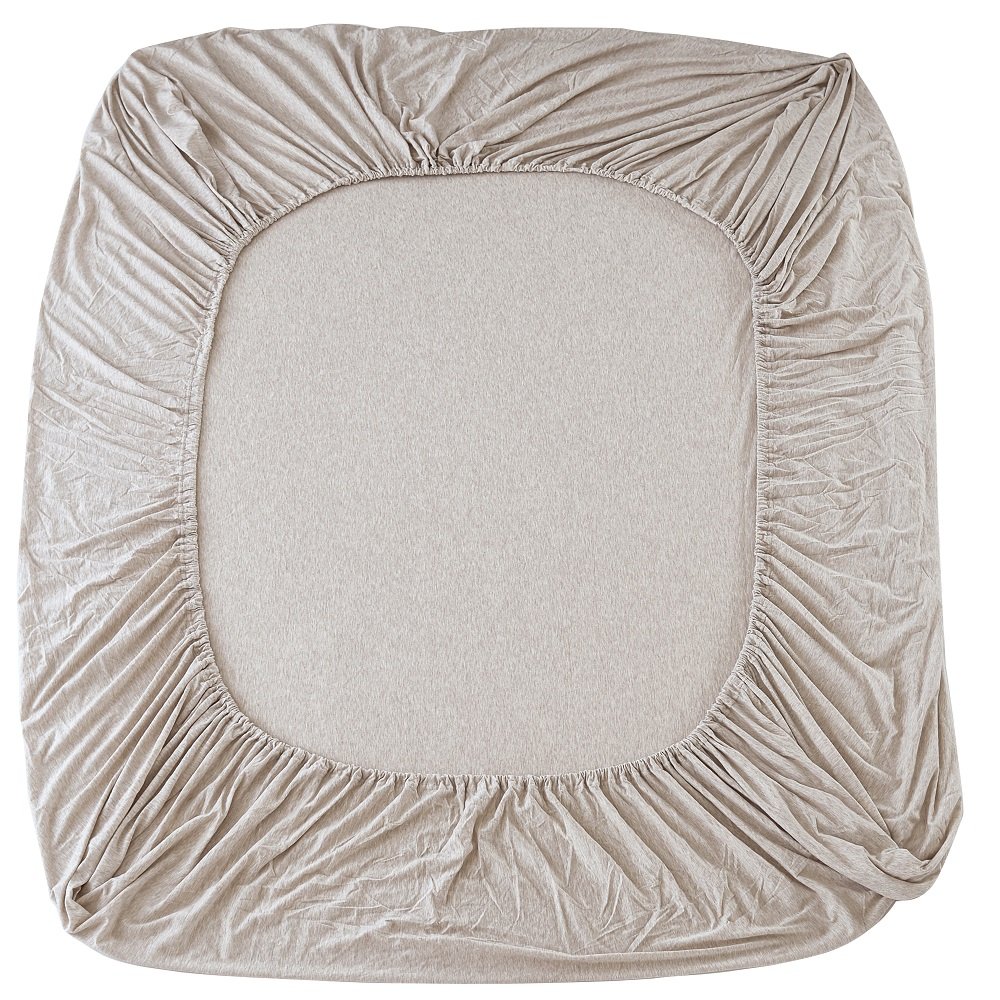 YOYOSTAR ボックスシーツ セミダブル クリーム 綿100％ ベッドシーツ 肌になじむ天竺ニット マットレス..