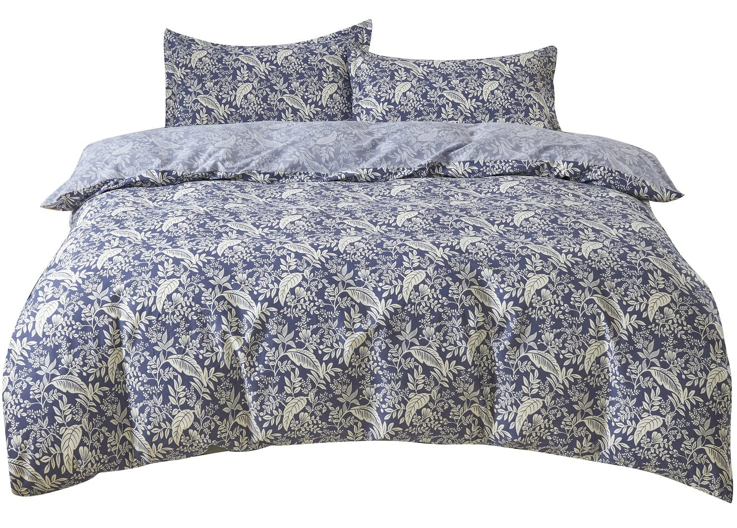 YOYOSTAR 掛けふとんカバー ワイドダブルロング 200x220cm 綿100% 葉っぱ リバーシブル 長身用 掛けカ..