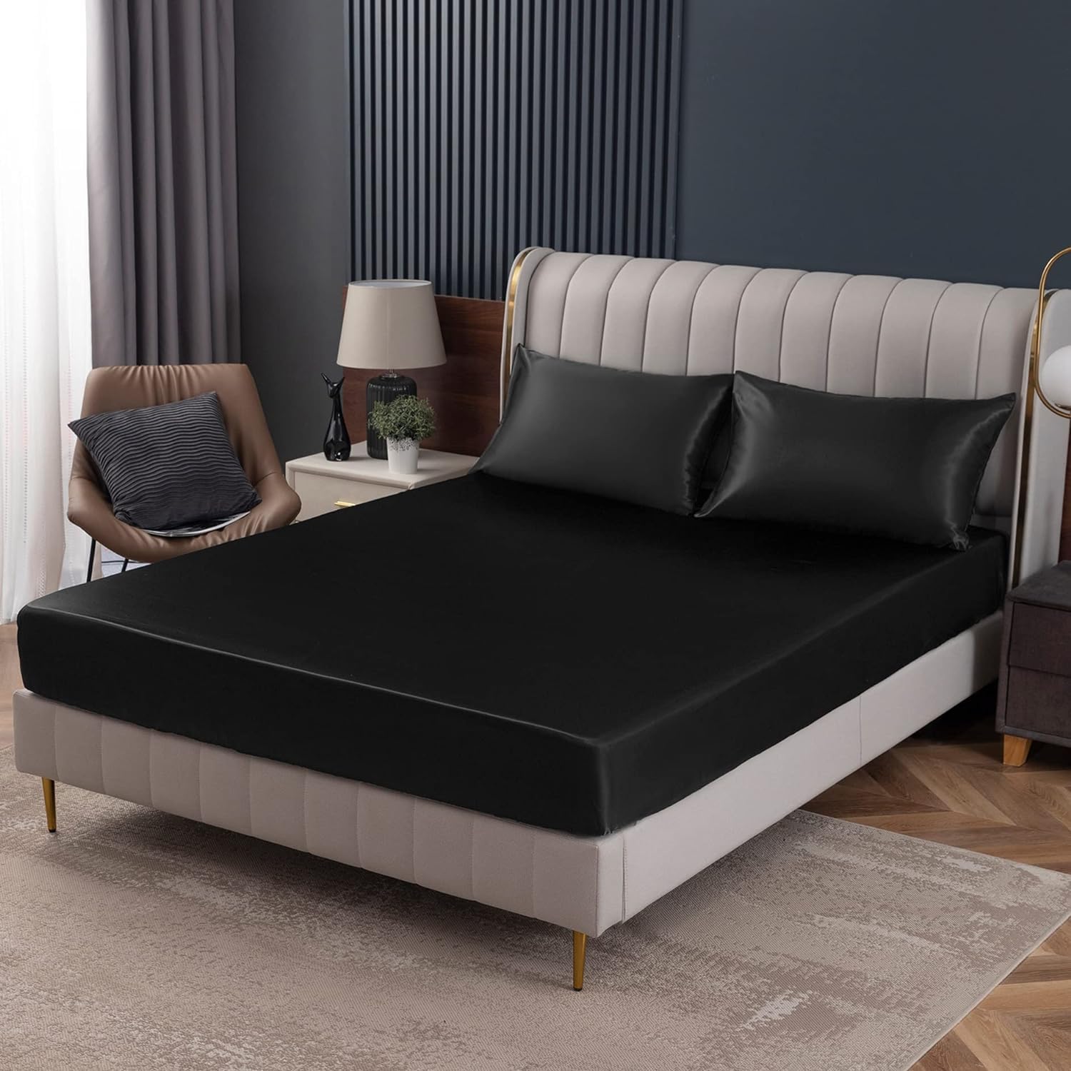 YOYOSTAR ボックスシーツ シングルショート100x190x30cm シルクと大豆タンパク繊維 マットレスシーツ ..