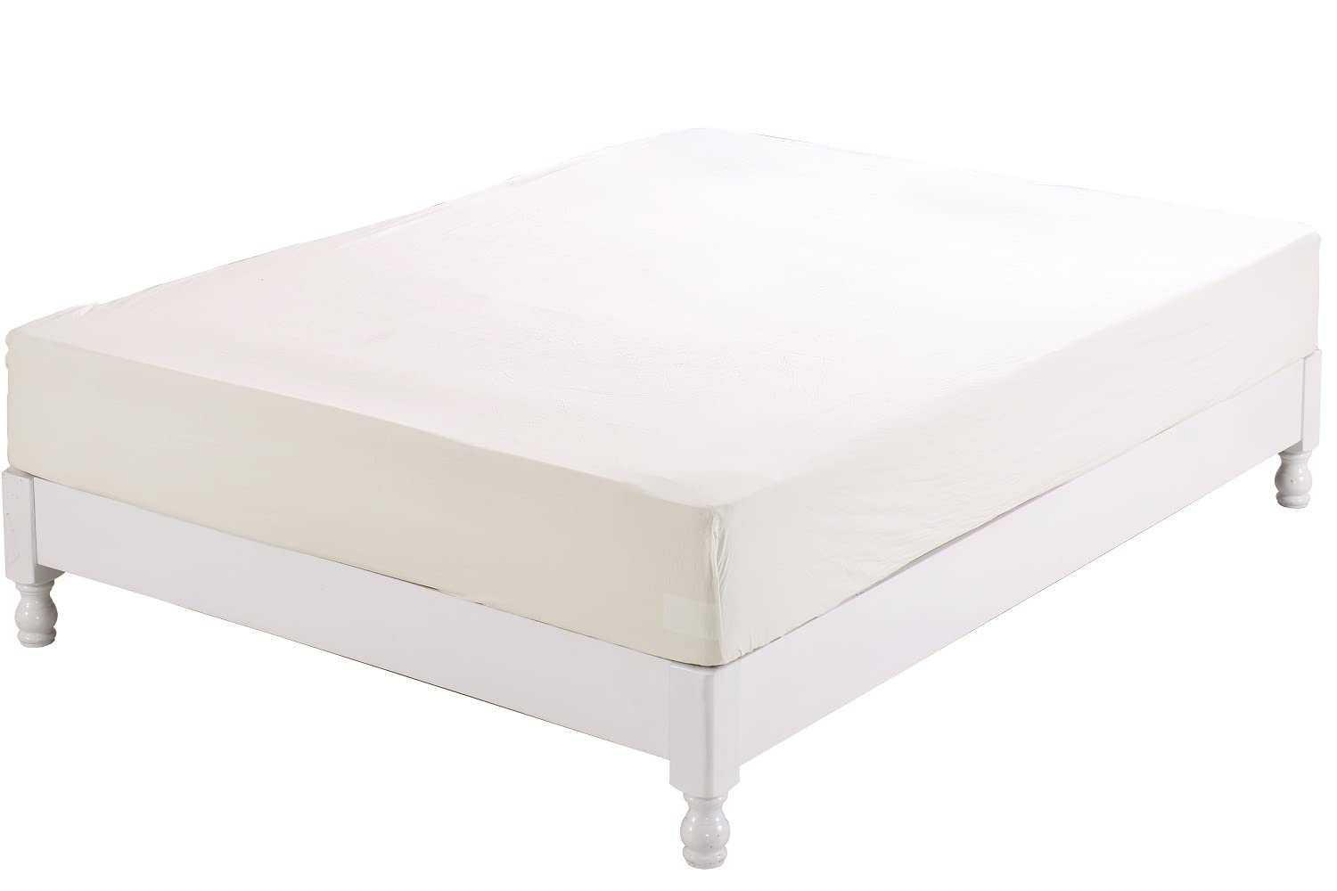 YOYOSTAR オーガニックコットン洗いざらしの綿100% ボックスシーツ ダブル 140x200x30cm アイボリー