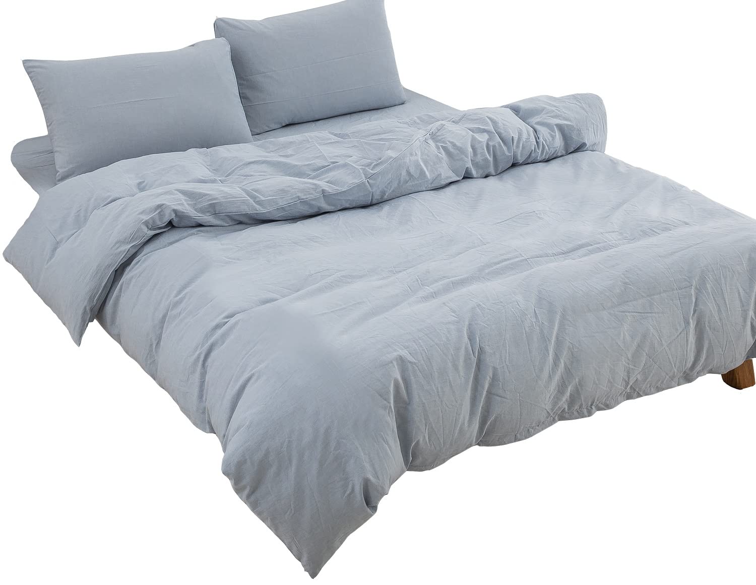 YOYOSTAR 【掛布団カバークイーン1枚、枕カバー2枚】オーガニックコットン洗いざらしの綿100% 布団カバ..