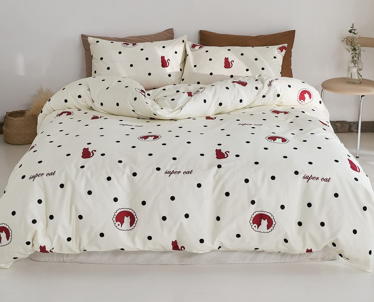 YOYOSTAR 布団カバーセット シングルショート 綿100% プリント 掛け布団カバー フラットシーツ 枕カバ..