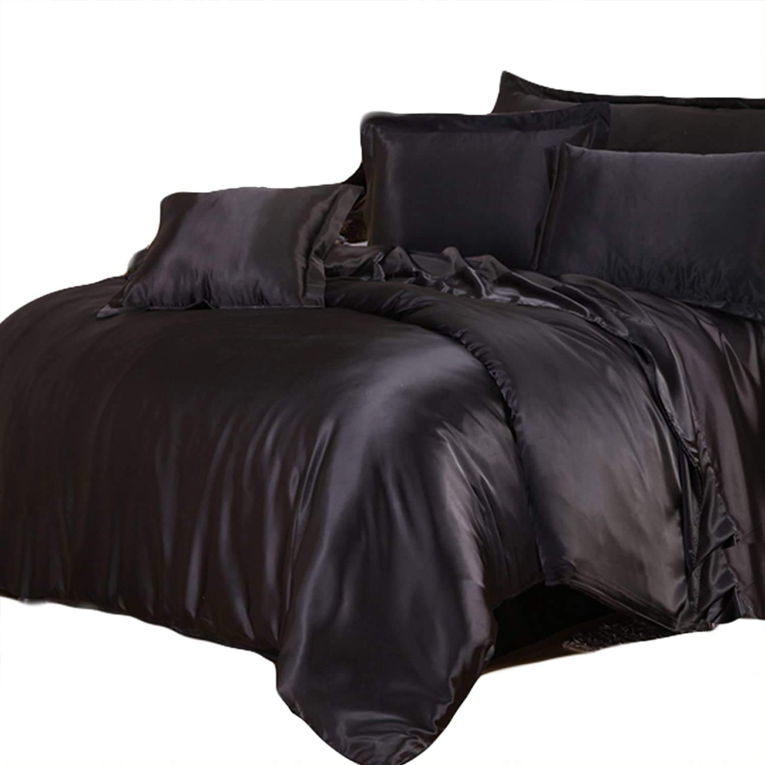 YOYOSTAR 布団カバー4点セットキング 無地 シルクと大豆タンパク繊維 (掛け布団カバー・ボックスシーツ..