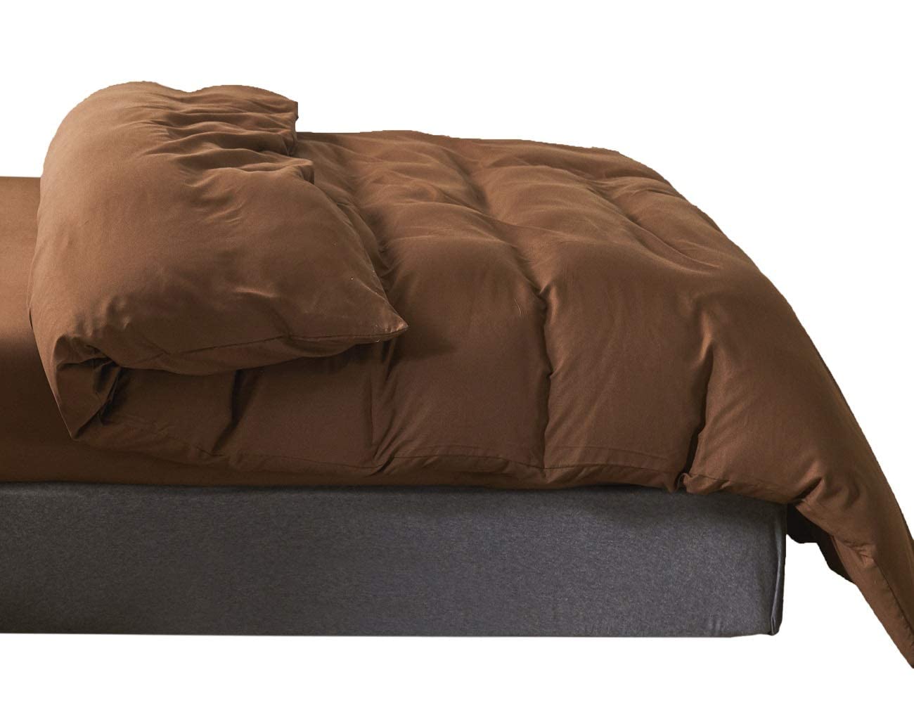 YOYOSTAR 掛けふとんカバー シングルショート ブラウン 150x200cm 綿混 無地 布団カバー 洗い替え 防ダ..