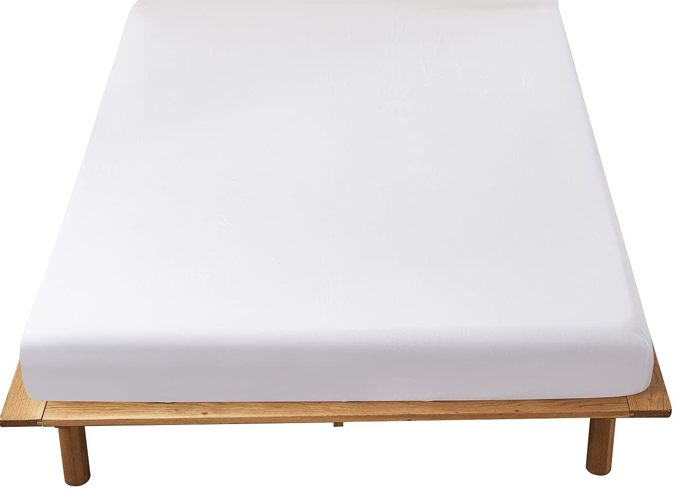 YOYOSTAR ボックスシーツ セミシングル 幅90cm マチ35cm ホワイト ベッドシーツ 綿100 マットレスカバ..