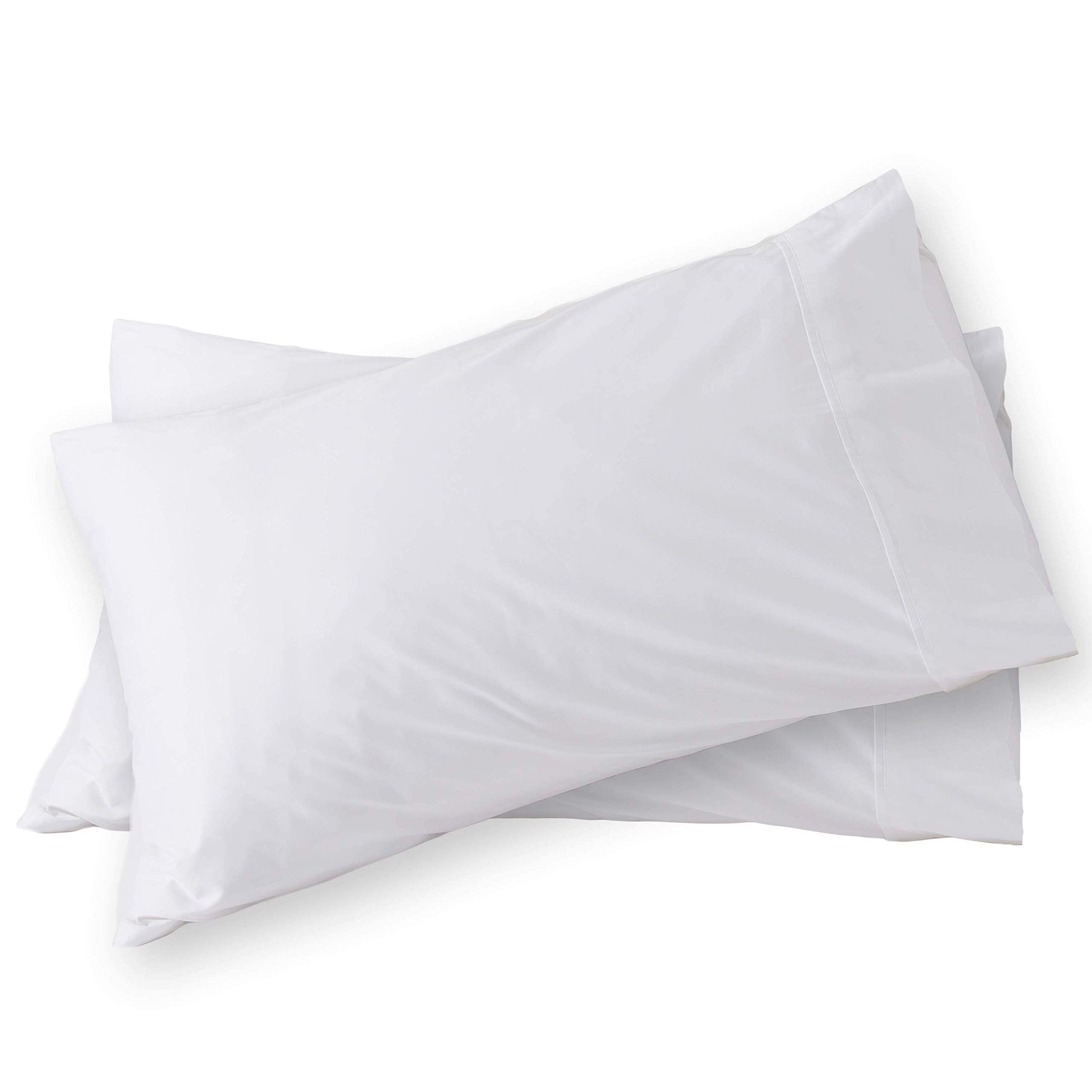 YOYOSTAR 枕カバー 2枚組 ピローケース エジプト産の超長綿100% サテン織 400本高密度 上品 肌触り 防ダニ 抗菌 防臭（ホワイト、35x55cm）