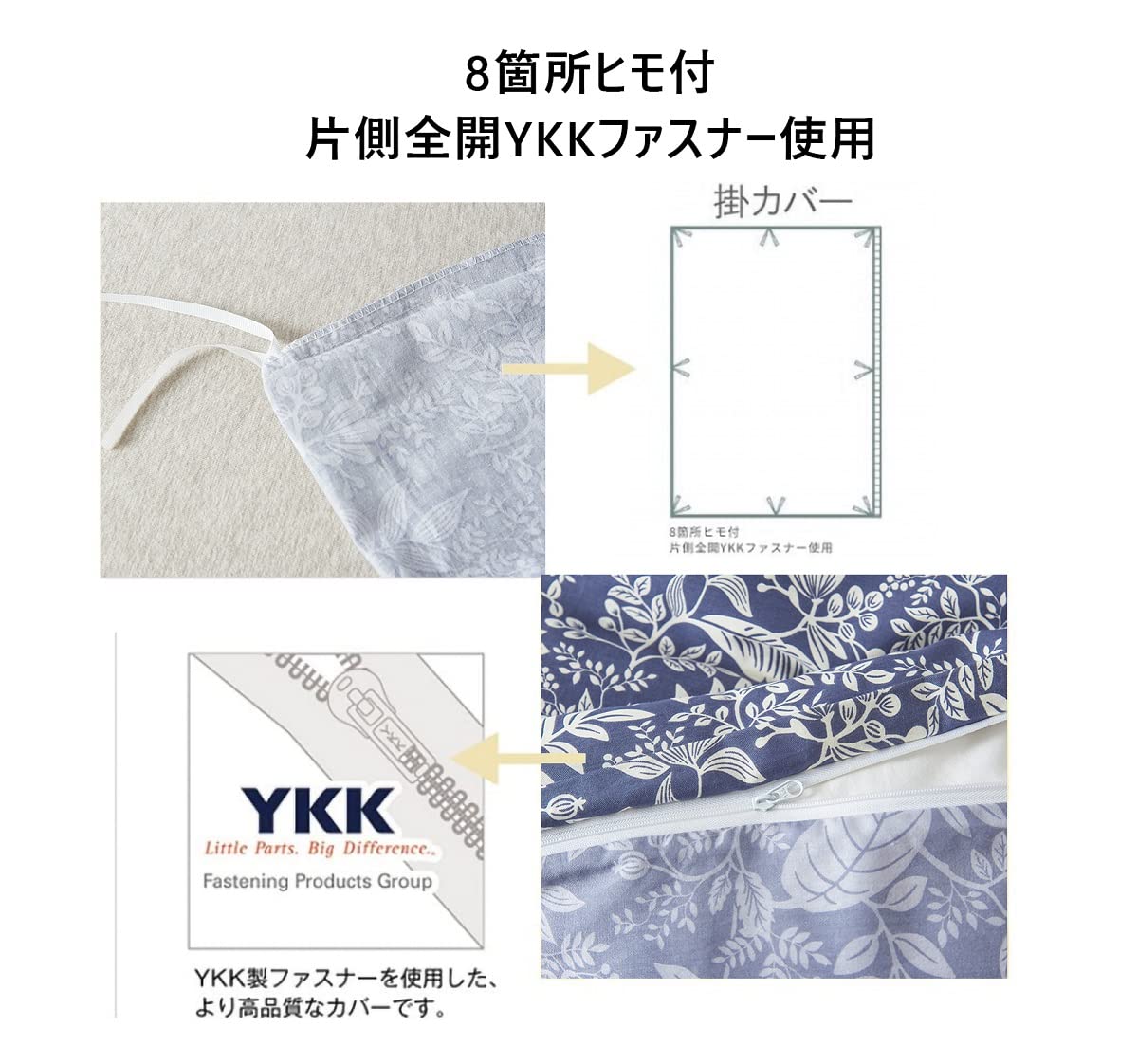 YOYOSTAR 2026 掛けふとんカバー キング 綿100% 葉っぱ 230x210cm リバーシブル 掛けカバー リーフ柄 おしゃれ 速乾 通気 単品売り 防ダ [3]