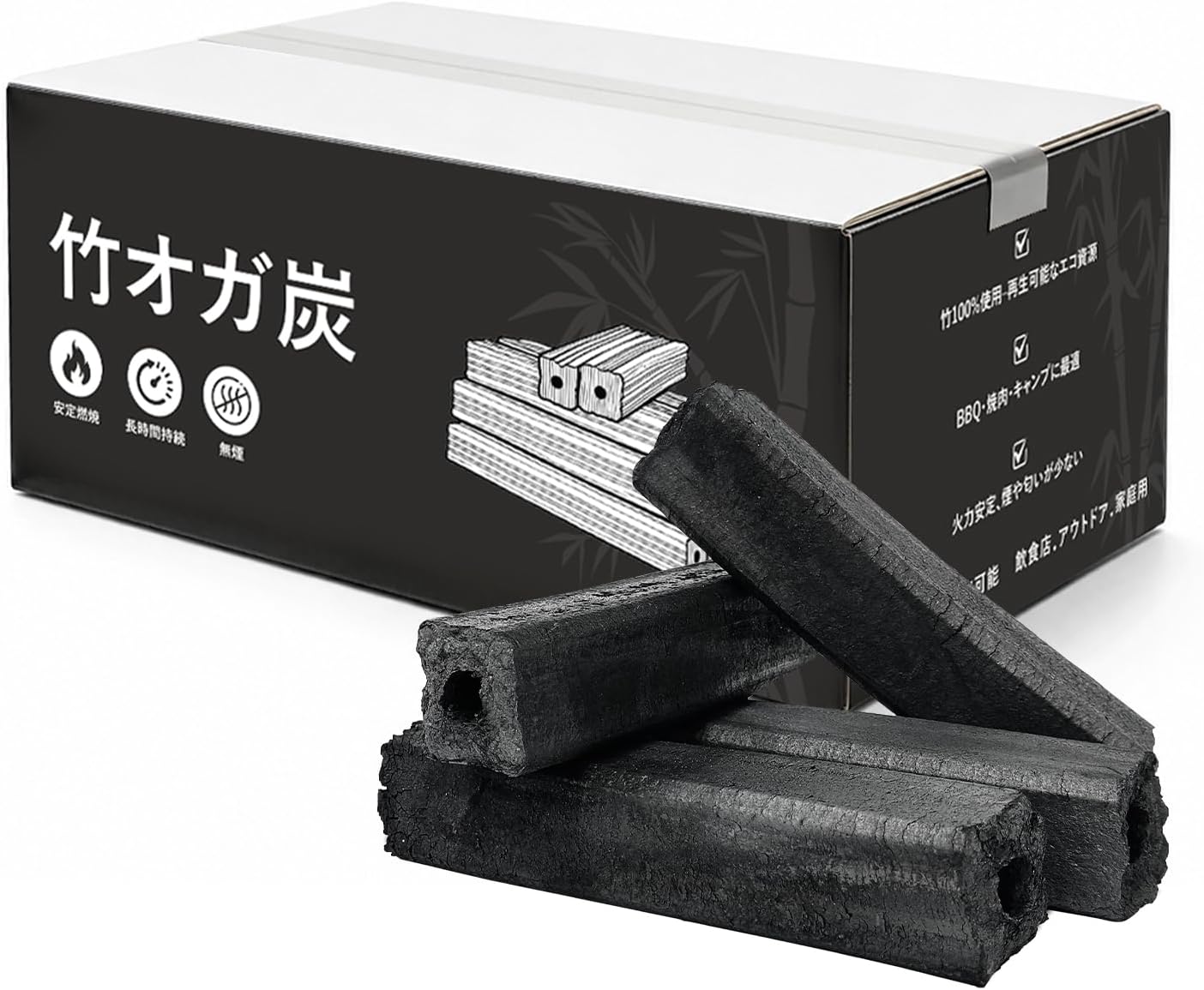 竹オガ備長炭（一级品） YOYOSTAR 10kg BBQ用 キャンプ用 木炭 オガ炭 七輪用 高火力 長時間燃焼 少煙 成型炭 炭 火起こし簡単 バーベキュー炭 アウトドア燃料 業務用 木炭セット 炭火焼 料理用 炭火コンロ用 バーベキューグリル BBQコンロ 炭火焼き 焼肉 焼き鳥 簡単着火