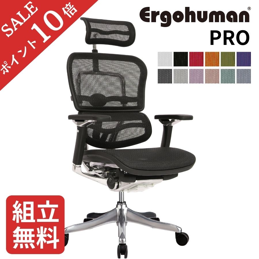 \在庫限り/【ポイント10倍】 正規取扱店 エルゴヒューマン プロ EHP-HAM / HBM オフィスチェア ワークチェア パソコン チェア デスクチェア 高機能チェア ヘッドレスト 付き 肘置き メッシュ テレワーク リモートワーク リクライニング 組立て 設置 サービス その1