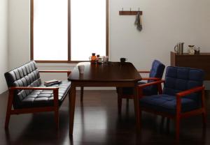 ダイニングセット（テーブル&ソファ） ソファ&ダイニングセット 4人 4点セット(テーブル+2Pソファ1脚+1Pソファ2脚) W160 組立設置付