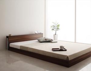 スリムヘッドボードフロアベッド プレミアムポケットコイルマットレス付き ダブル(3)